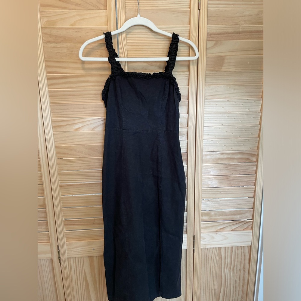 Urban Outfitters LBD linen blend Midi Dress with ruffles
